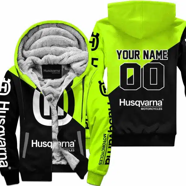 Premium Gift - Custom Name - Husqvarna - Neon - Fleece Zip Hoodie
