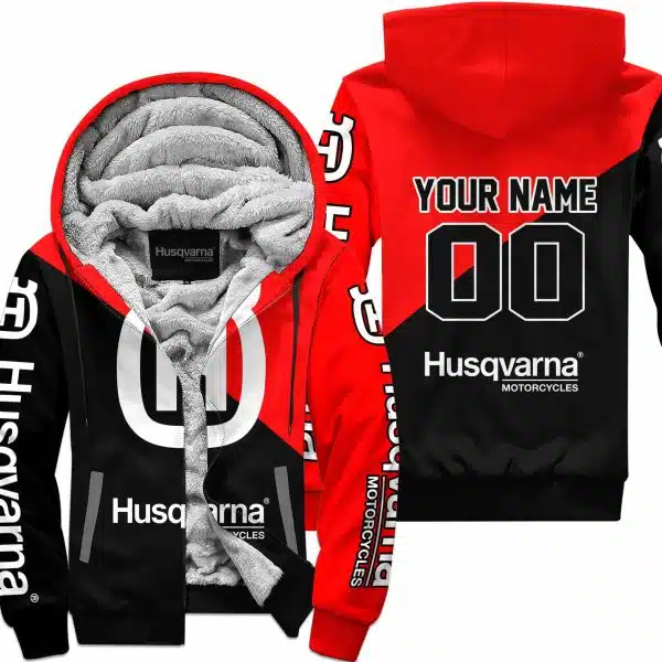 Premium Gift - Custom Name - Husqvarna - Red - Fleece Zip Hoodie