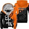 Premium Gift - Custom Name - Fox Racing - Orange - Fleece Zip Hoodie