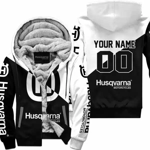 Premium Gift - Custom Name - Husqvarna - White - Fleece Zip Hoodie