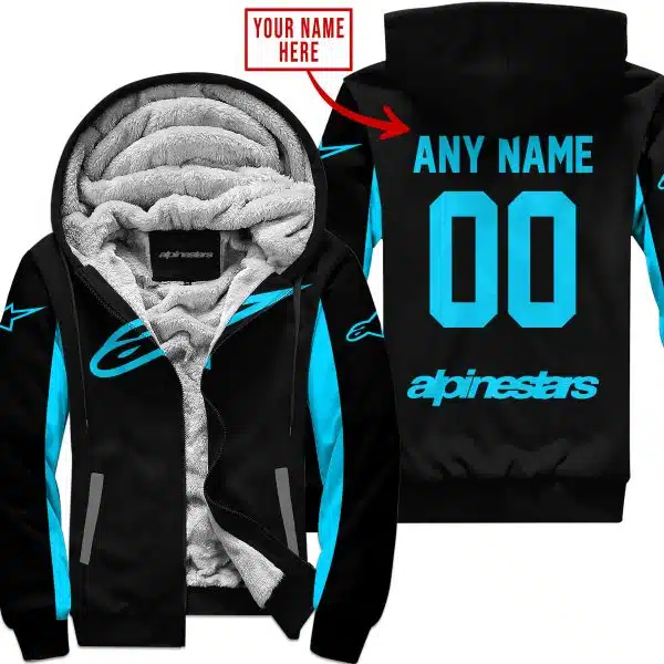 Custom Name Racing - Limited Edition - Alpinestars - Sky Blue - Fleece Zip Hoodie