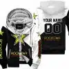 Premium Gift - Custom Name - Rockstar Energy - White - Fleece Zip Hoodie