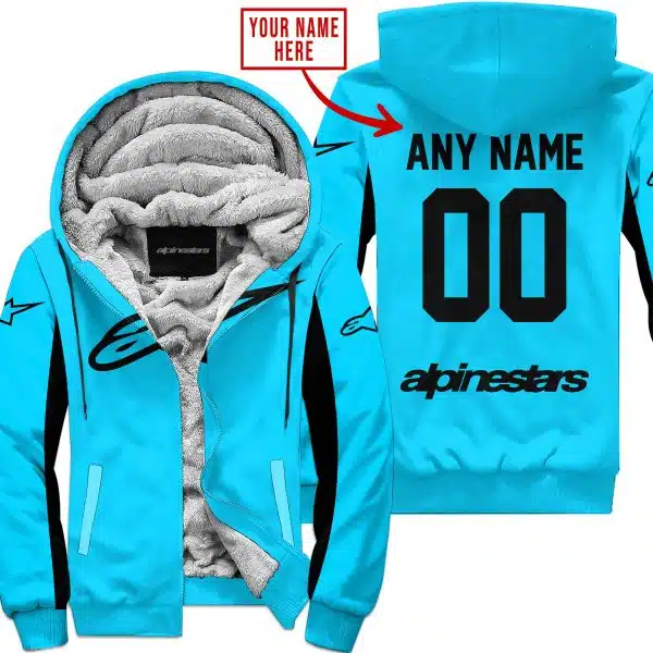 Custom Name Racing - Limited Edition - Alpinestars - Sky Blue V2 - Fleece Zip Hoodie