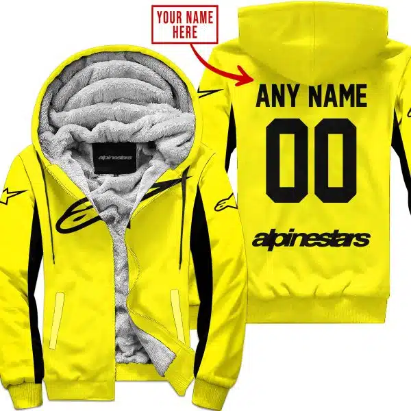 Custom Name Racing - Limited Edition - Alpinestars - Yelow V2 - Fleece Zip Hoodie
