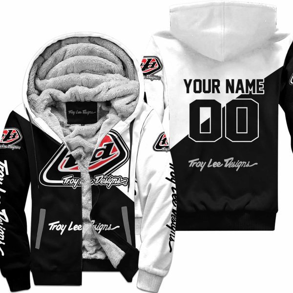Premium Gift – Custom Name – Troy Lee Designs – White – Fleece Zip Hoodie