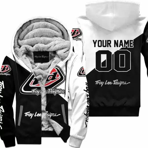 Premium Gift – Custom Name – Troy Lee Designs – White – Fleece Zip Hoodie