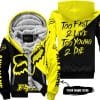 Too Fast To Live Too Young To Die – 3d All Over Printed – Fox Racing Girl – Yellow - Fleece Zip Hoodie