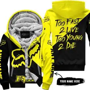 Too Fast To Live Too Young To Die – 3d All Over Printed – Fox Racing Girl – Yellow - Fleece Zip Hoodie