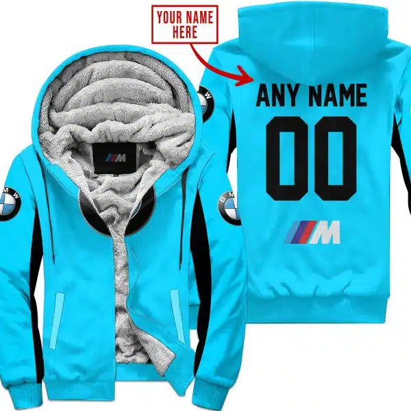 Custom Name Racing - Limited Edition - Bmw - Sky Blue V2 - Fleece Zip Hoodie