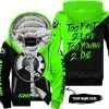 Too Fast To Live Too Young To Die - 3d All Over Printed - Can Am Green - Fleece Zip Hoodie