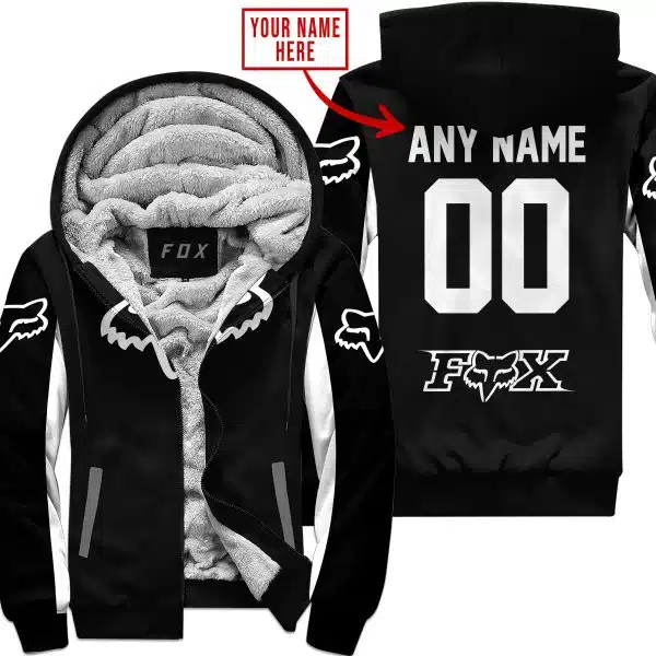 Custom Name Racing - Limited Edition - Fox Racing - White - Fleece Zip Hoodie