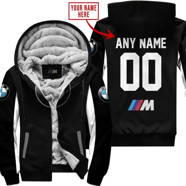 Custom Name Racing - Limited Edition - Bmw - White  - Fleece Zip Hoodie