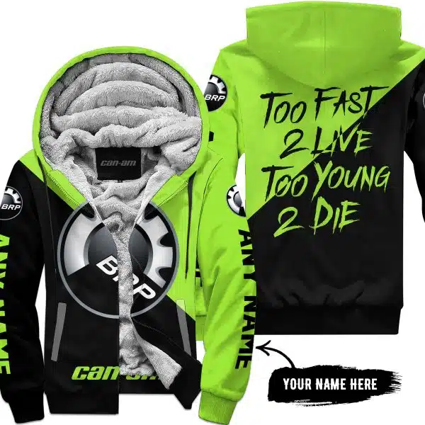 Too Fast To Live Too Young To Die - 3d All Over Printed - Can Am Green 1 - Fleece Zip Hoodie