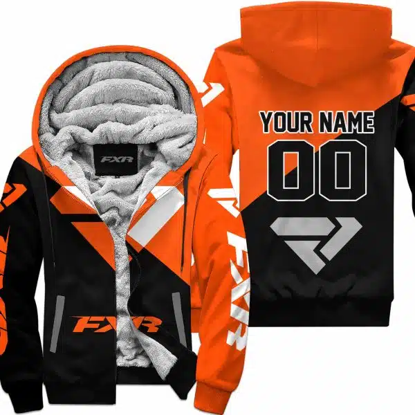 Premium Gift - Custom Name - Fxr - Orange - Fleece Zip Hoodie