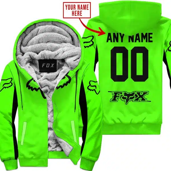 Custom Name Racing - Limited Edition - Fox Racing V2 - Green - Fleece Zip Hoodie