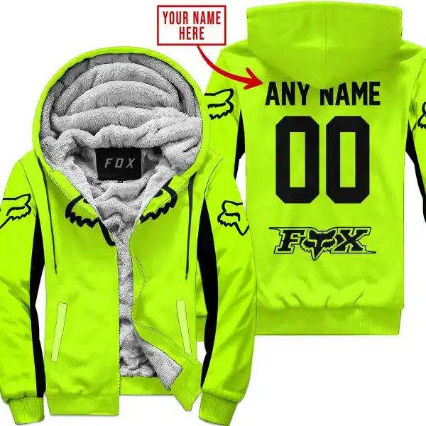 Custom Name Racing - Limited Edition - Fox Racing V2 - Neon - Fleece Zip Hoodie