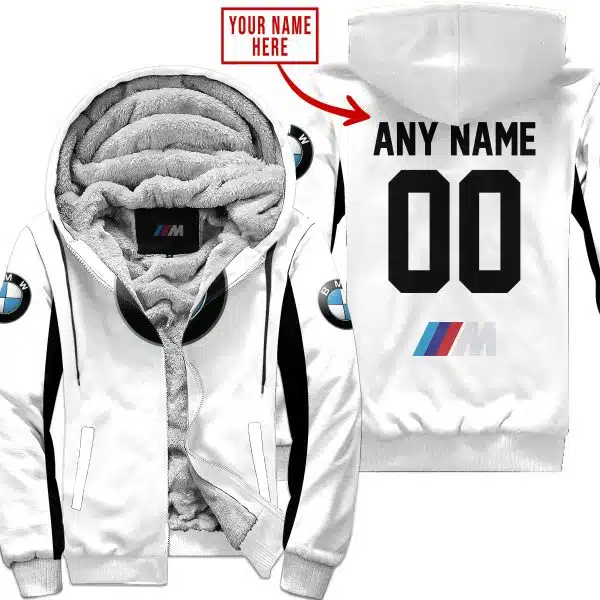 Custom Name Racing - Limited Edition - Bmw - White V2 - Fleece Zip Hoodie