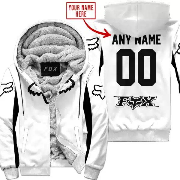 Custom Name Racing - Limited Edition - Fox Racing V2 - White - Fleece Zip Hoodie