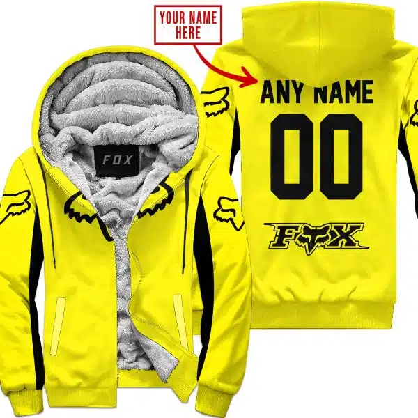 Custom Name Racing - Limited Edition - Fox Racing V2 - Yellow - Fleece Zip Hoodie