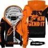 Just Fkcn Send It - 3d All Over Printed - Alpinestars Orange - Fleece Zip Hoodie