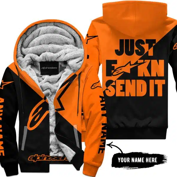Just Fkcn Send It - 3d All Over Printed - Alpinestars Orange - Fleece Zip Hoodie