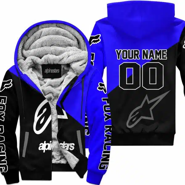 Premium Gift - Custom Name - Alpinestars - Blue - Fleece Zip Hoodie