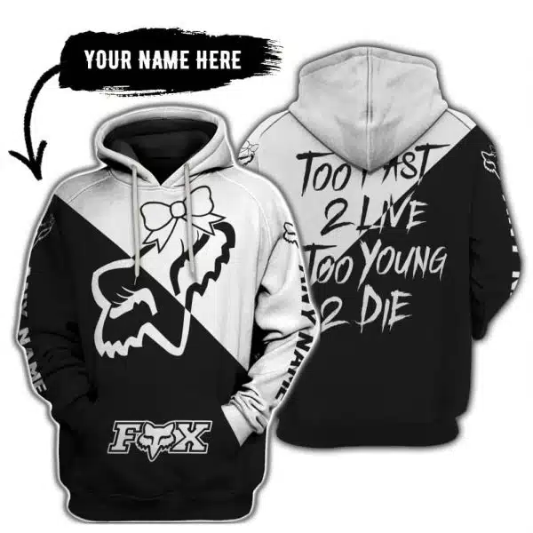 Too Fast To Live Too Young To Die – 3d All Over Printed – Fox Racing Girl – White