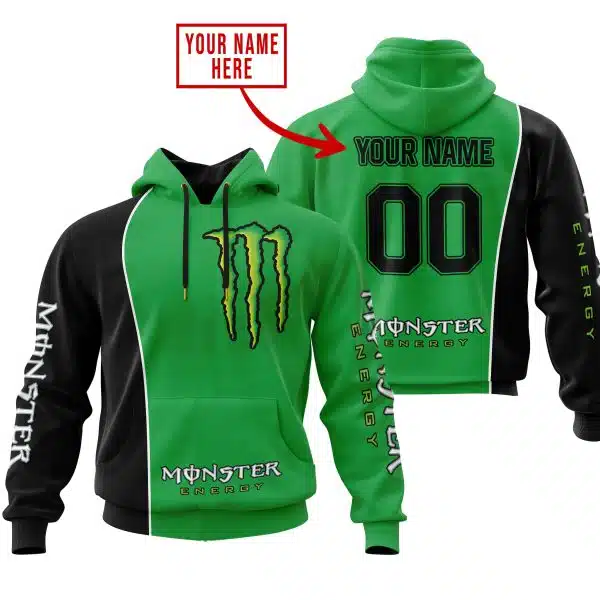 Limited Edition - Custom Name Motocrocss V2 - Monster  Energy - Green