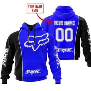 Limited Edition - Custom Name Motocrocss V2 - Fox Racing - Black Blue