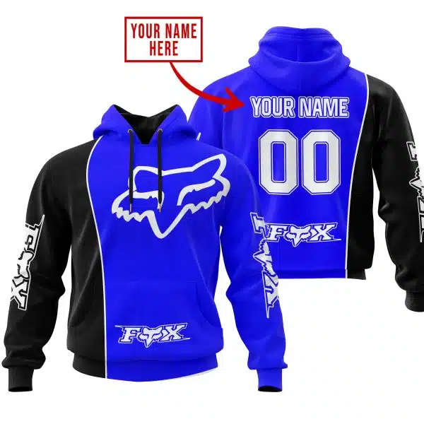 Limited Edition - Custom Name Motocrocss V2 - Fox Racing - Black Blue
