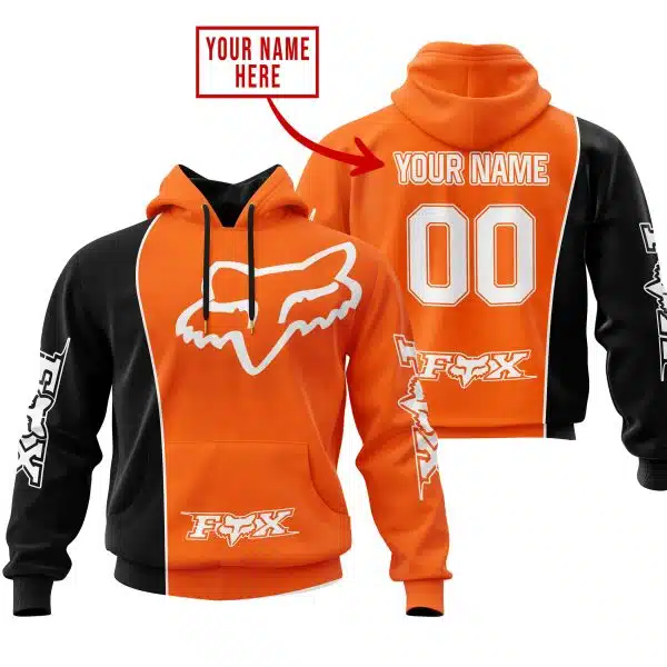 Limited Edition - Custom Name Motocrocss V2 - Fox Racing - Black Orange