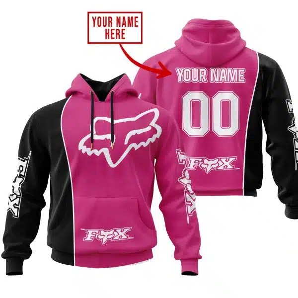 Limited Edition - Custom Name Motocrocss V2 - Fox Racing - Black Pink 1