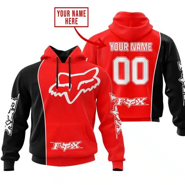 Limited Edition - Custom Name Motocrocss V2 - Fox Racing - Black Red