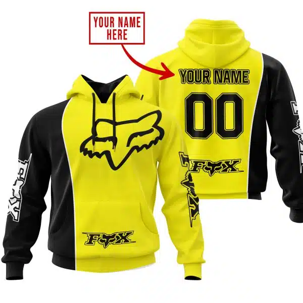 Limited Edition - Custom Name Motocrocss V2 - Fox Racing - Black Yellow