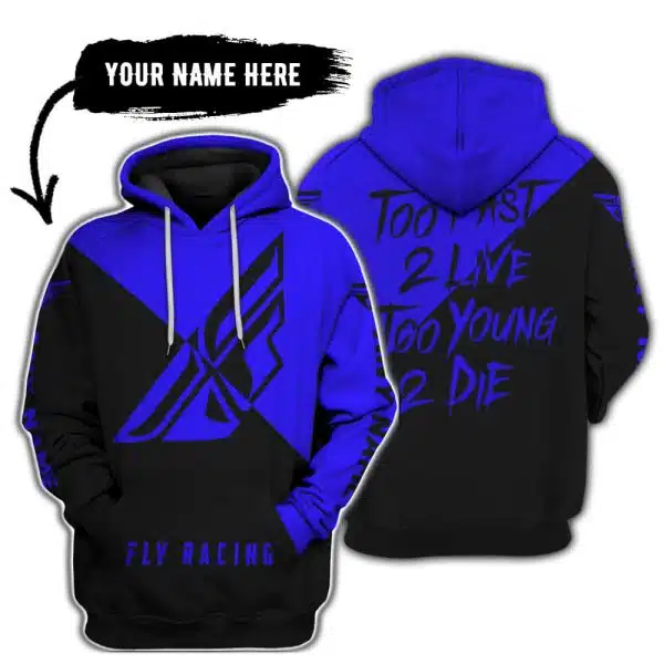 Too Fast To Live Too Young To Die - 3d All Over Printed - Fly Racing Blue