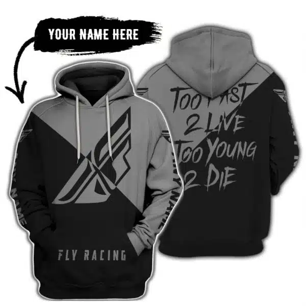 Too Fast To Live Too Young To Die - 3d All Over Printed - Fly Racing Grey