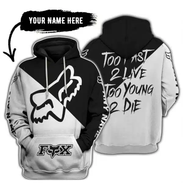 Too Fast To Live Too Young To Die - 3d All Over Printed - Fox Racing - Black