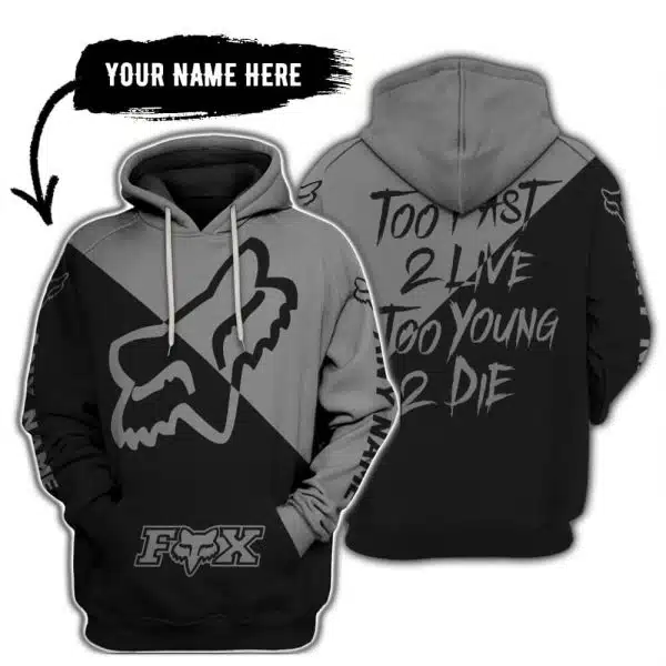 Too Fast To Live Too Young To Die - 3d All Over Printed - Fox Racing - Grey