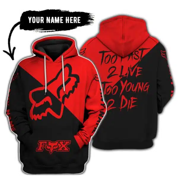 Too Fast To Live Too Young To Die - 3d All Over Printed - Fox Racing - Red