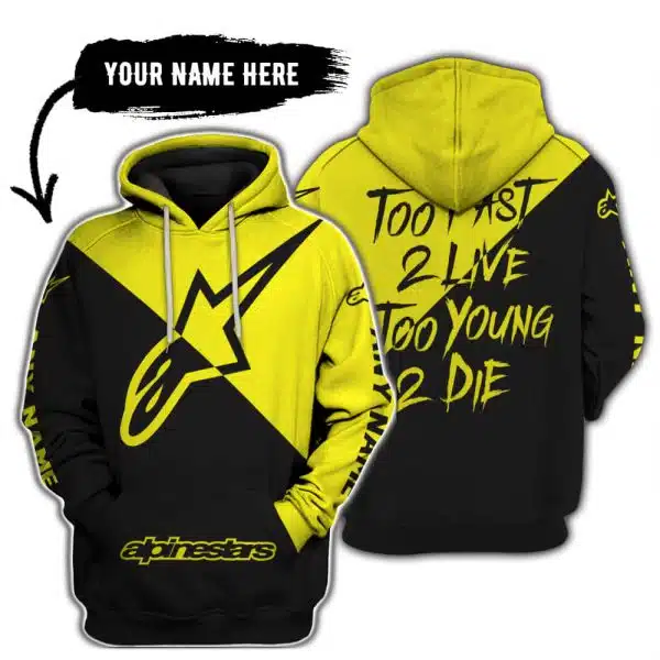 Too Fast To Live Too Young To Die - 3d All Over Printed - Alpinestars Yellow