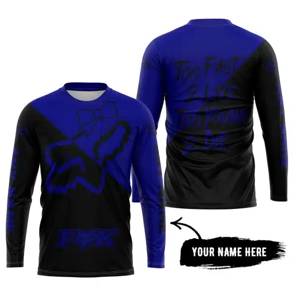 Too Fast To Live Too Young To Die – 3d All Over Printed – Fox Racing Girl – Navy - Image 5