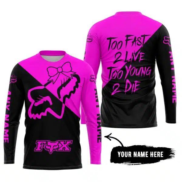 Too Fast To Live Too Young To Die – 3d All Over Printed – Fox Racing Girl - Pink - Image 5