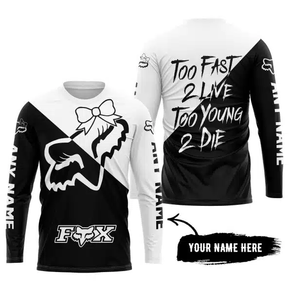 Too Fast To Live Too Young To Die – 3d All Over Printed – Fox Racing Girl – White - Image 5