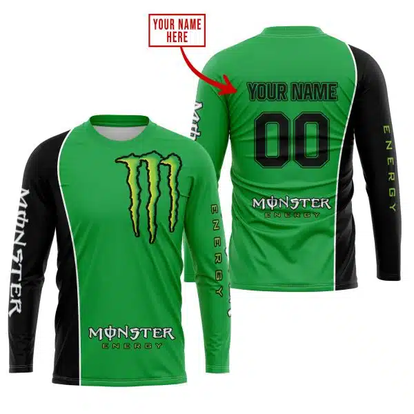 Limited Edition - Custom Name Motocrocss V2 - Monster  Energy - Green - Image 2