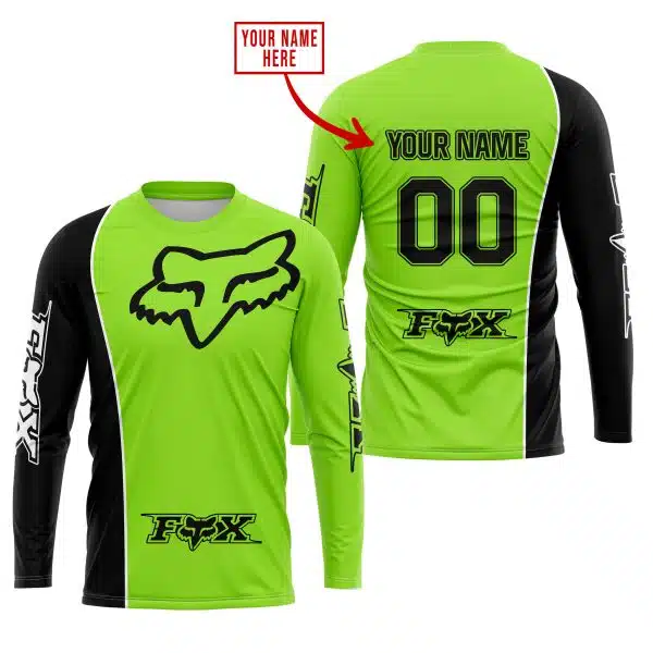 Limited Edition - Custom Name Motocrocss V2 - Fox Racing - Black Green 1 - Image 2