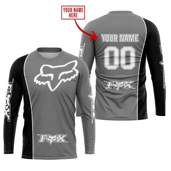 Limited Edition - Custom Name Motocrocss V2 - Fox Racing - Black Grey - Image 2