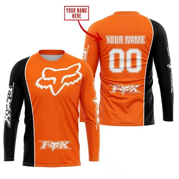 Limited Edition - Custom Name Motocrocss V2 - Fox Racing - Black Orange - Image 2