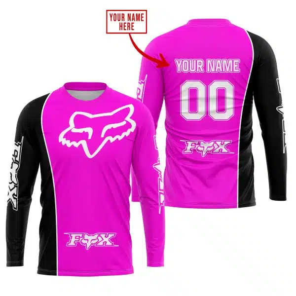 Limited Edition - Custom Name Motocrocss V2 - Fox Racing - Black Pink - Image 2