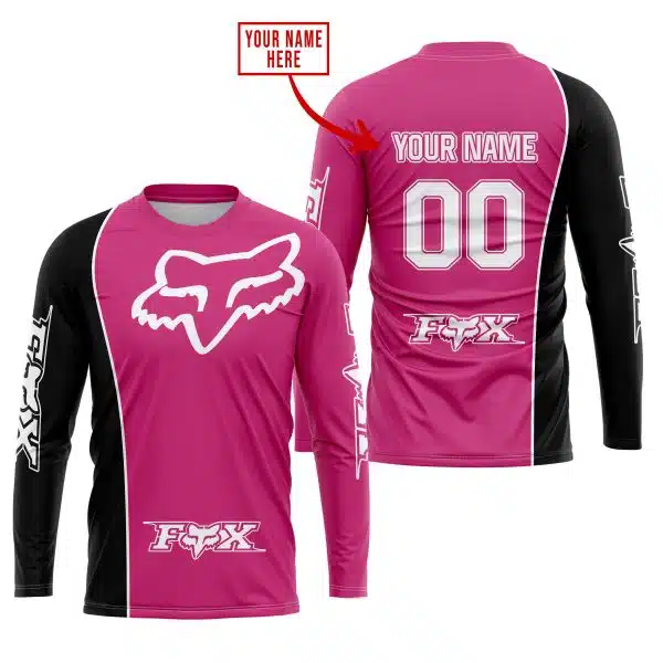 Limited Edition - Custom Name Motocrocss V2 - Fox Racing - Black Pink 1 - Image 2