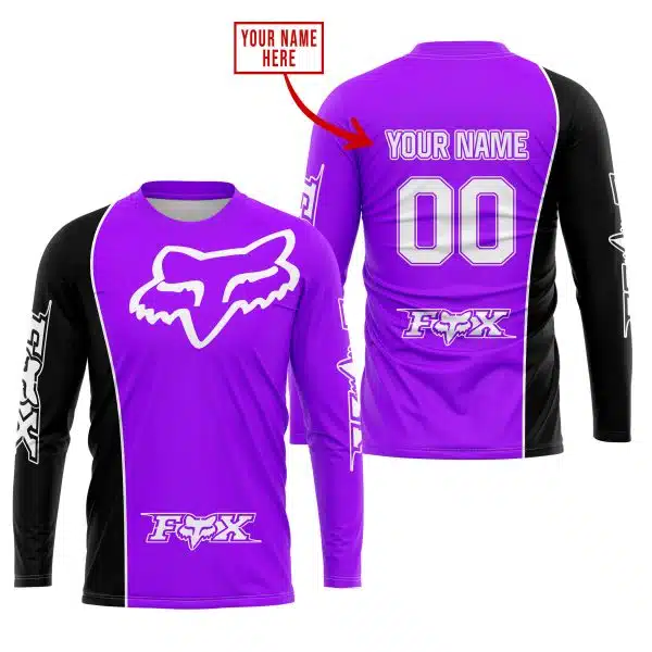Limited Edition - Custom Name Motocrocss V2 - Fox Racing - Black Purlple - Image 2